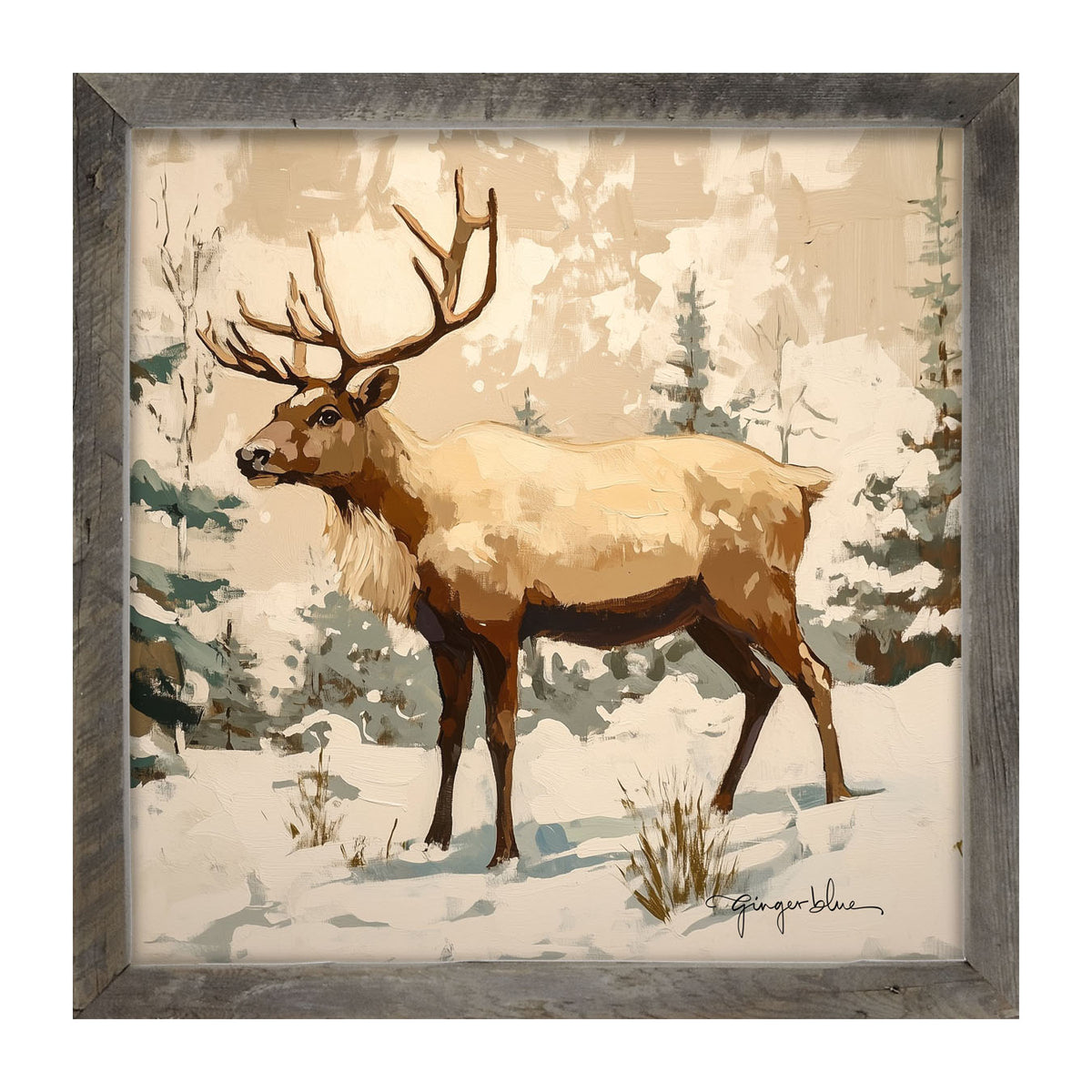 Adirondack Reindeer in Forest - Framed Art