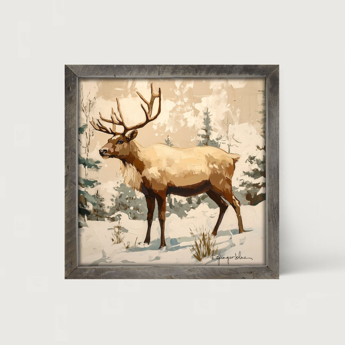 Adirondack Reindeer in Forest - Framed Art