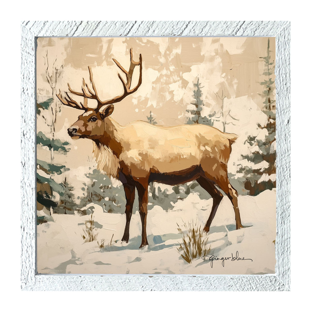 Adirondack Reindeer in Forest - Framed Art