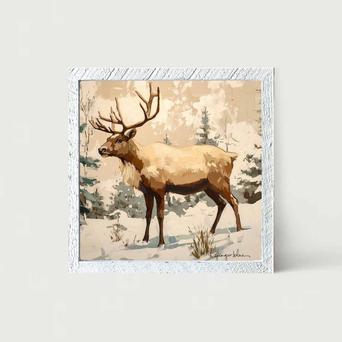 Adirondack Reindeer in Forest - Framed Art