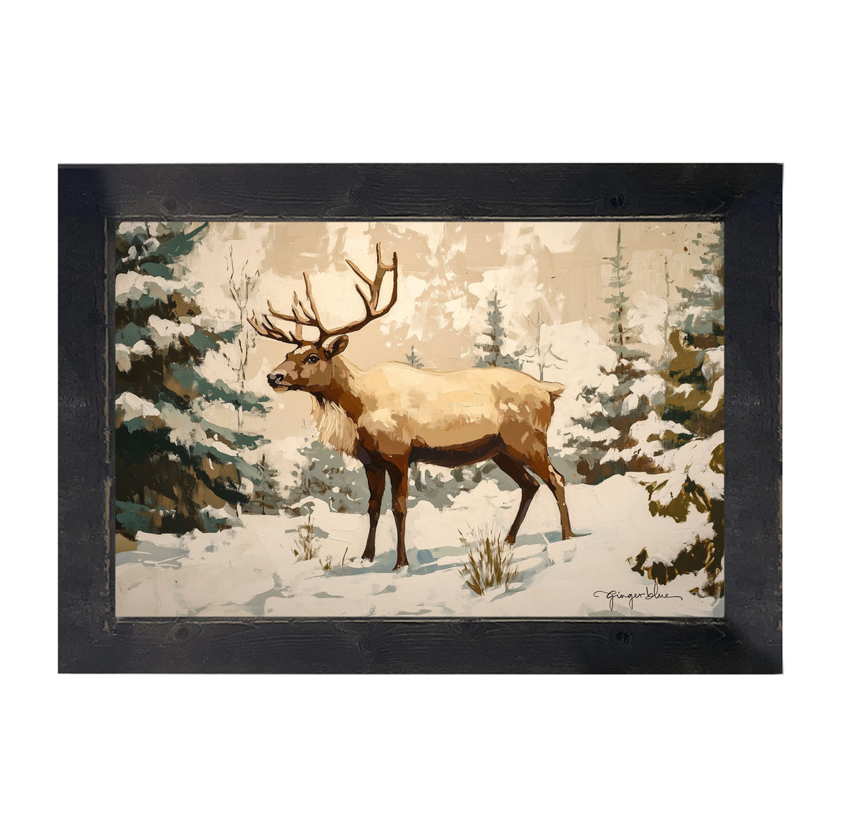 Adirondack Reindeer in Forest - Framed Art