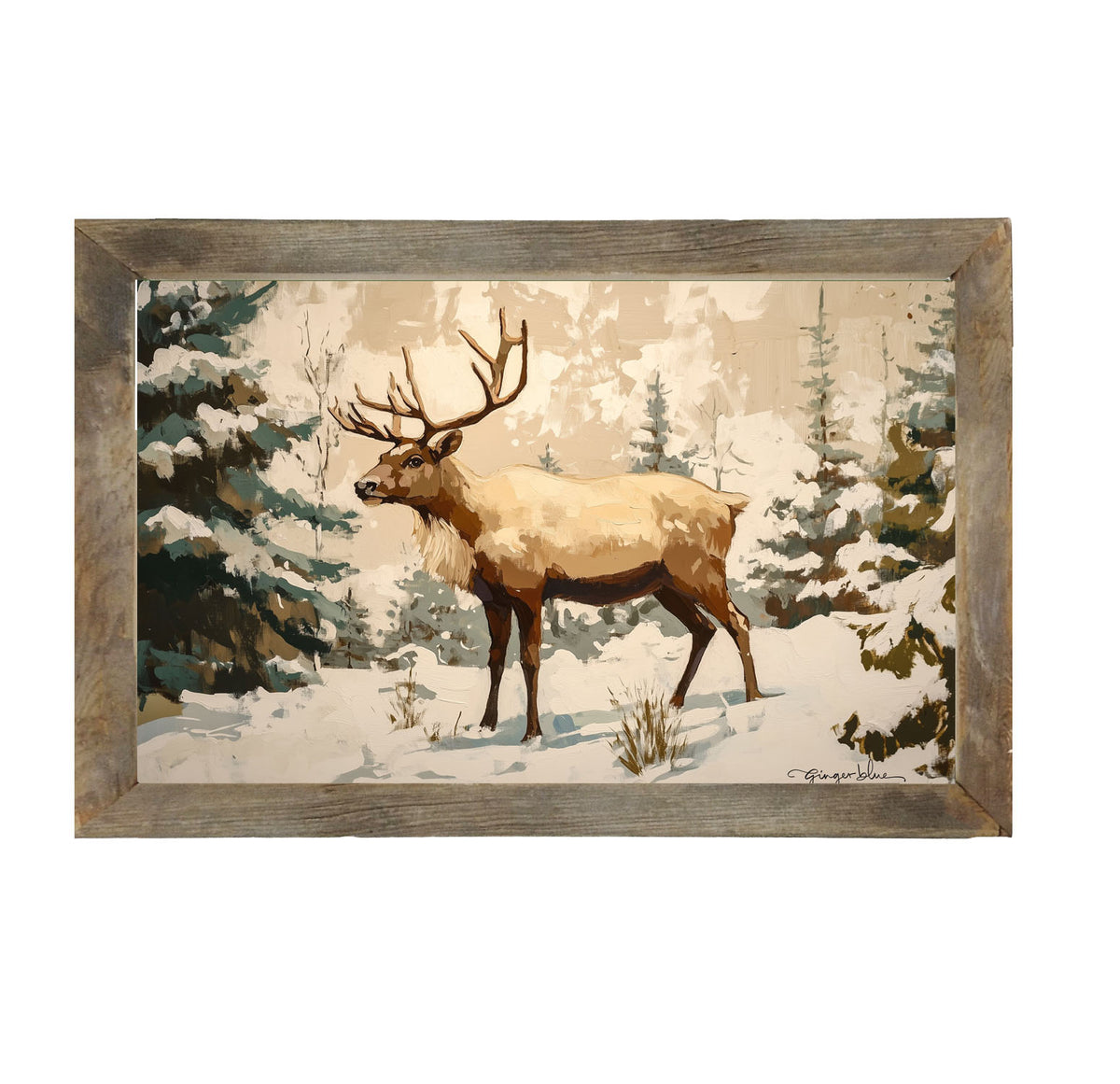 Adirondack Reindeer in Forest - Framed Art