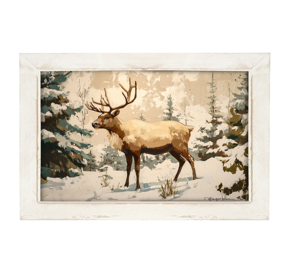 Adirondack Reindeer in Forest - Framed Art