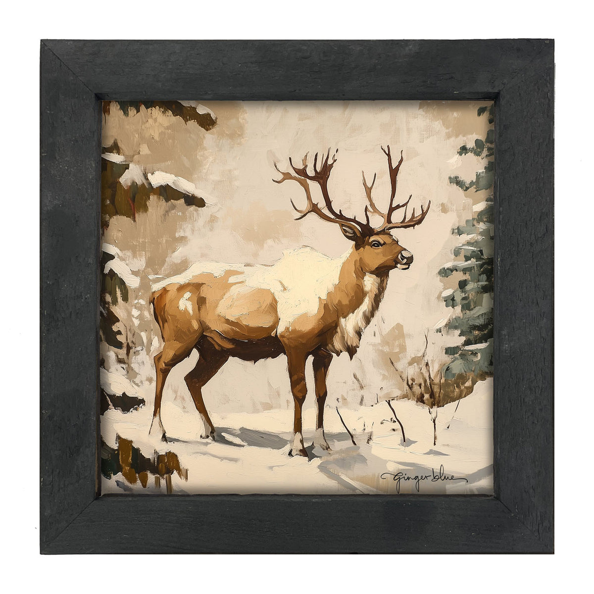 Adirondack Snowy Reindeer - Framed Art