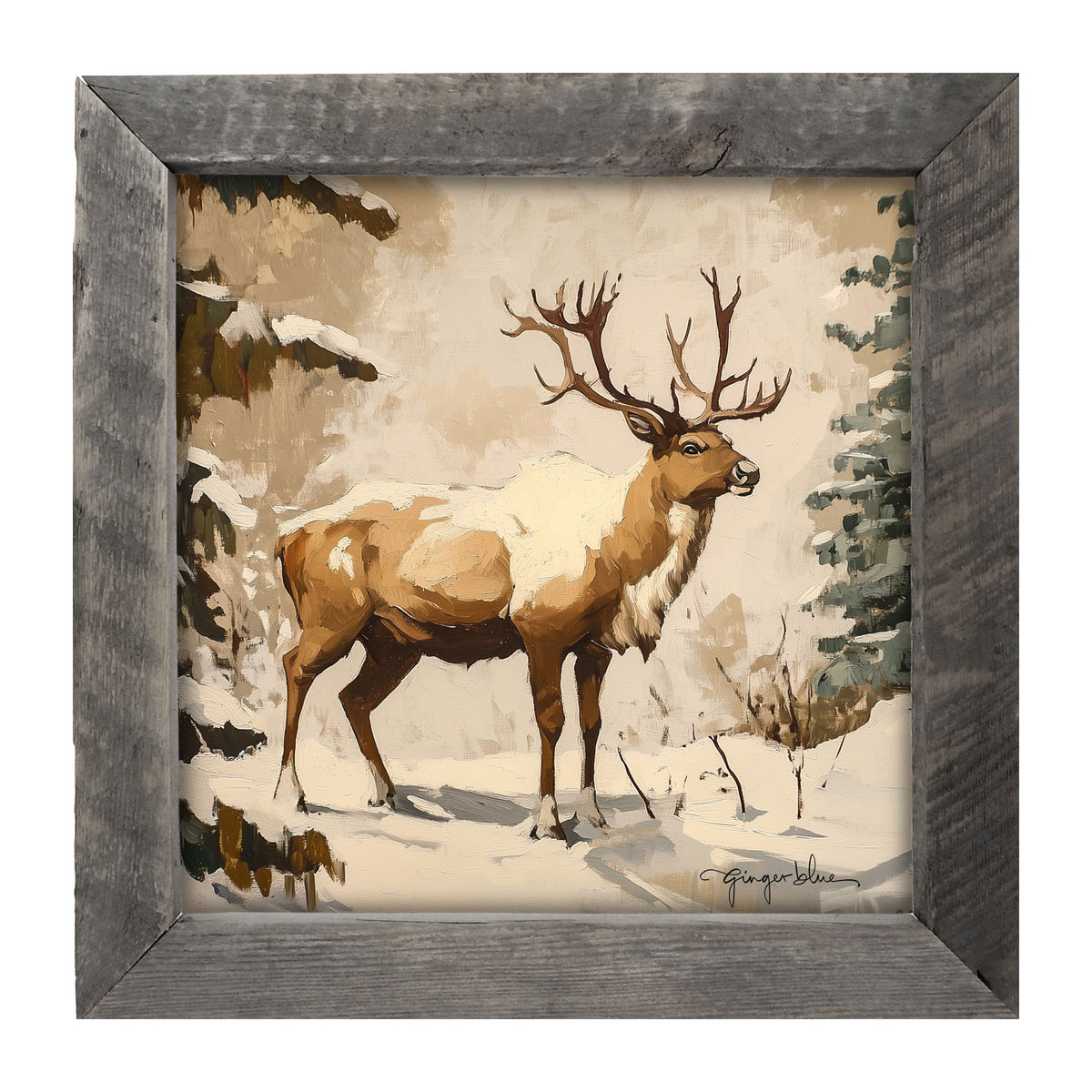 Adirondack Snowy Reindeer - Framed Art