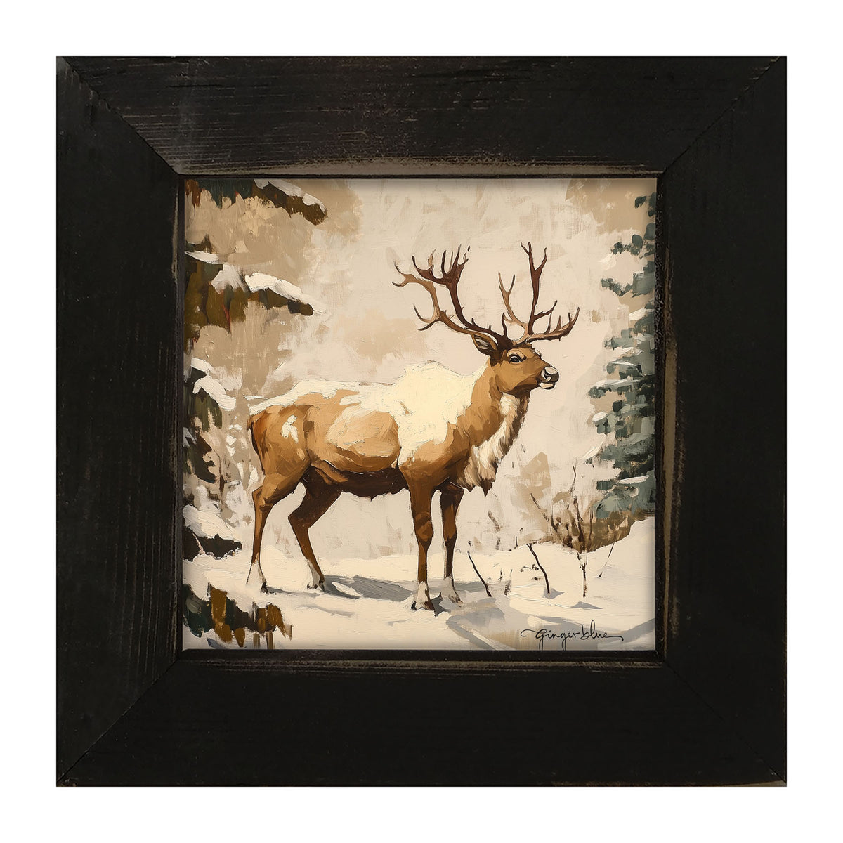 Adirondack Snowy Reindeer - Framed Art