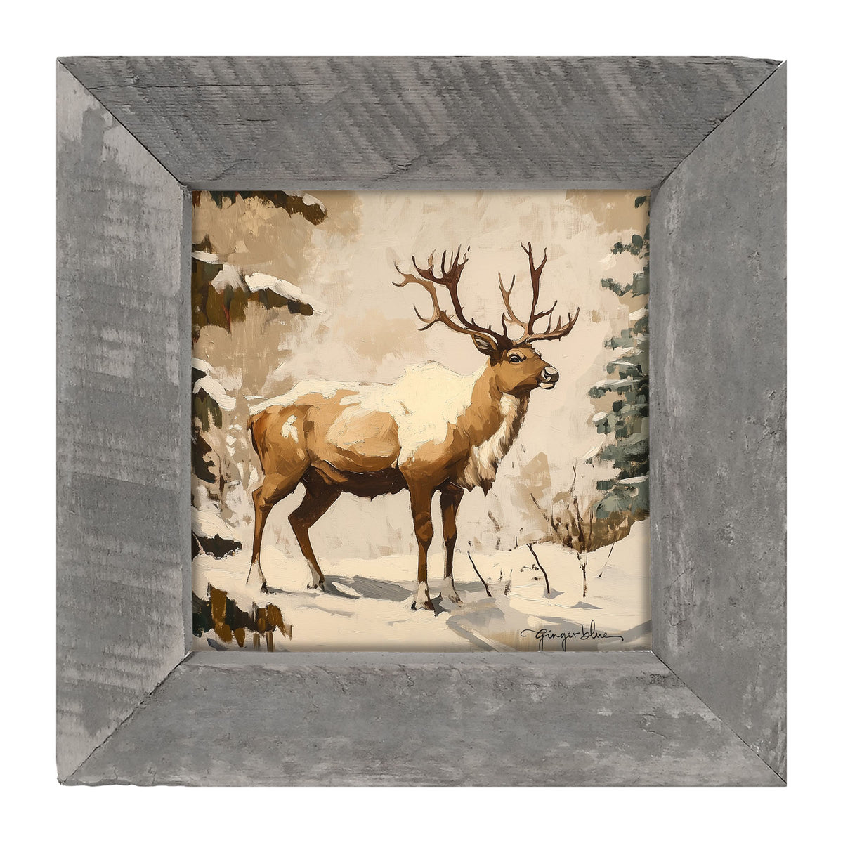 Adirondack Snowy Reindeer - Framed Art