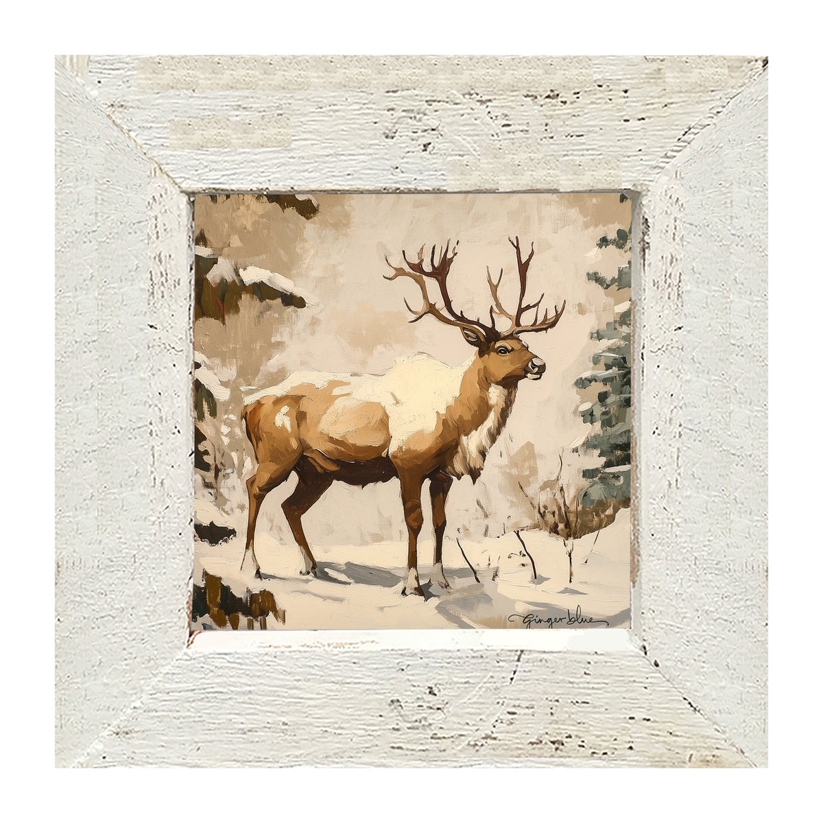 Adirondack Snowy Reindeer - Framed Art