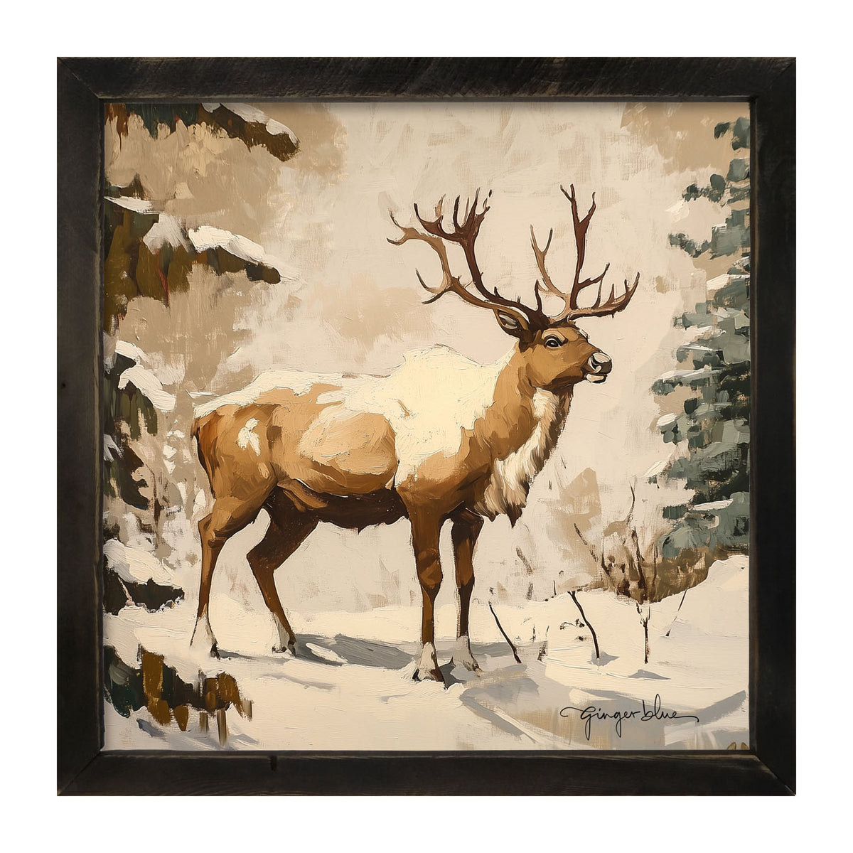 Adirondack Snowy Reindeer - Framed Art