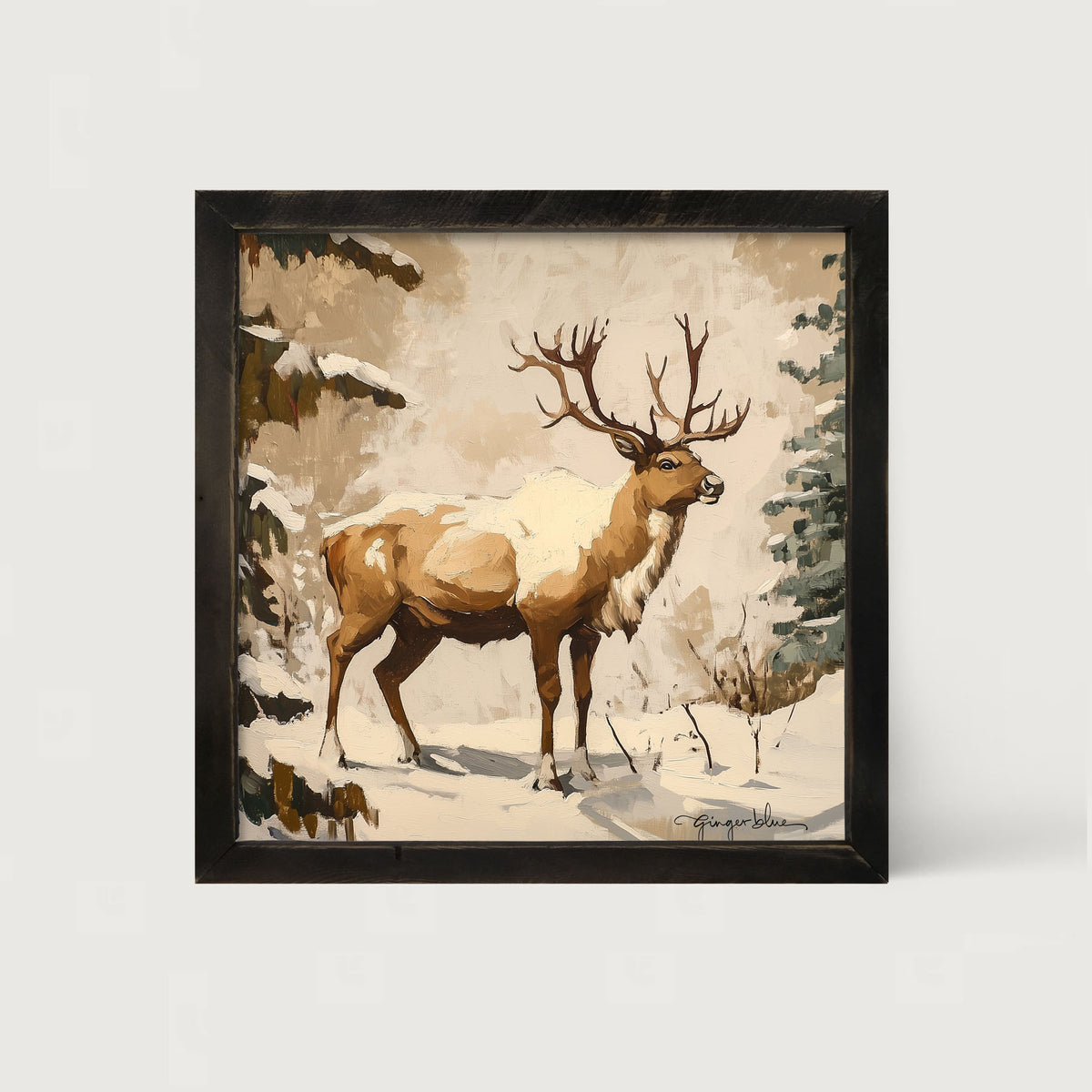 Adirondack Snowy Reindeer - Framed Art