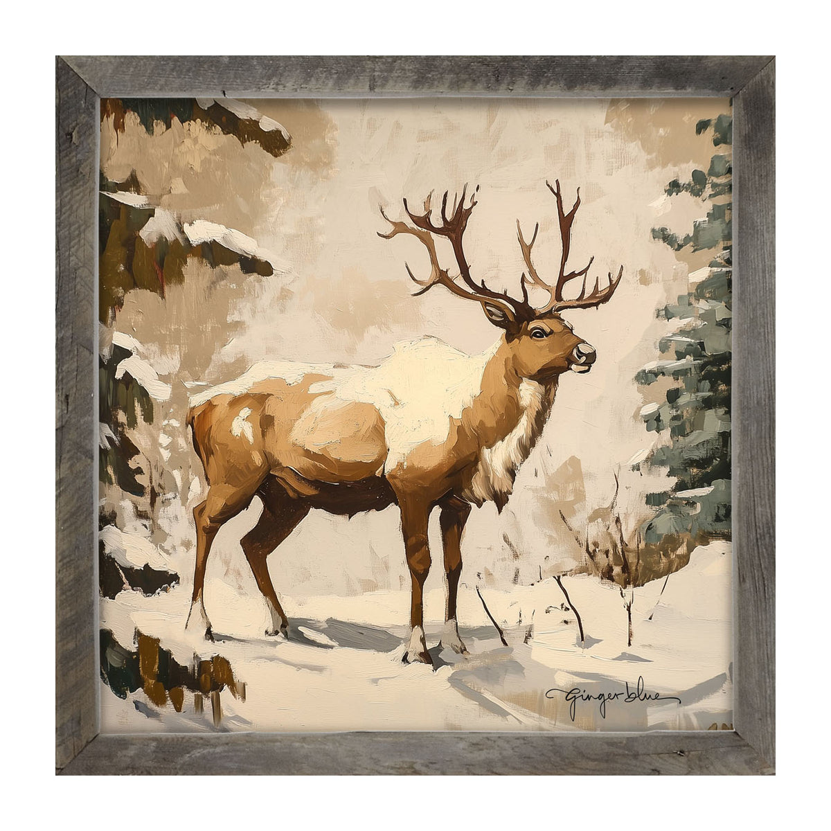 Adirondack Snowy Reindeer - Framed Art