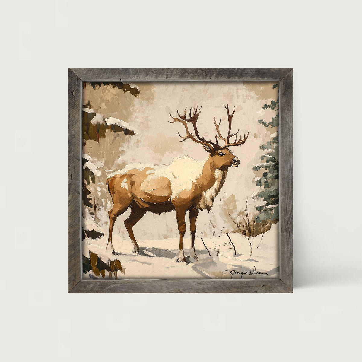 Adirondack Snowy Reindeer - Framed Art
