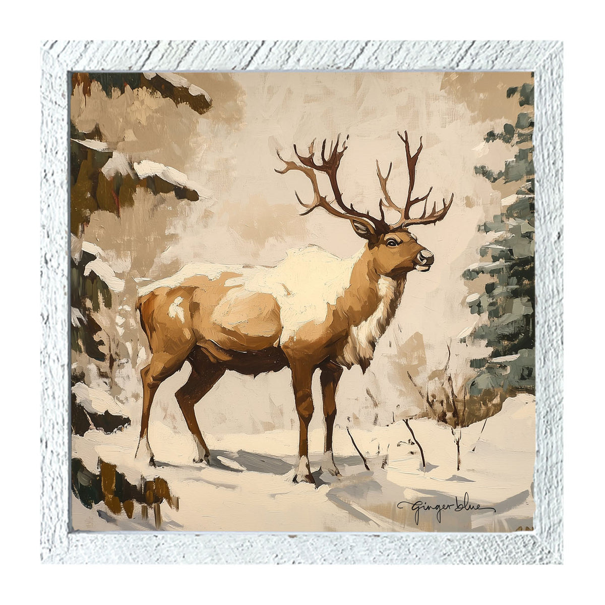 Adirondack Snowy Reindeer - Framed Art