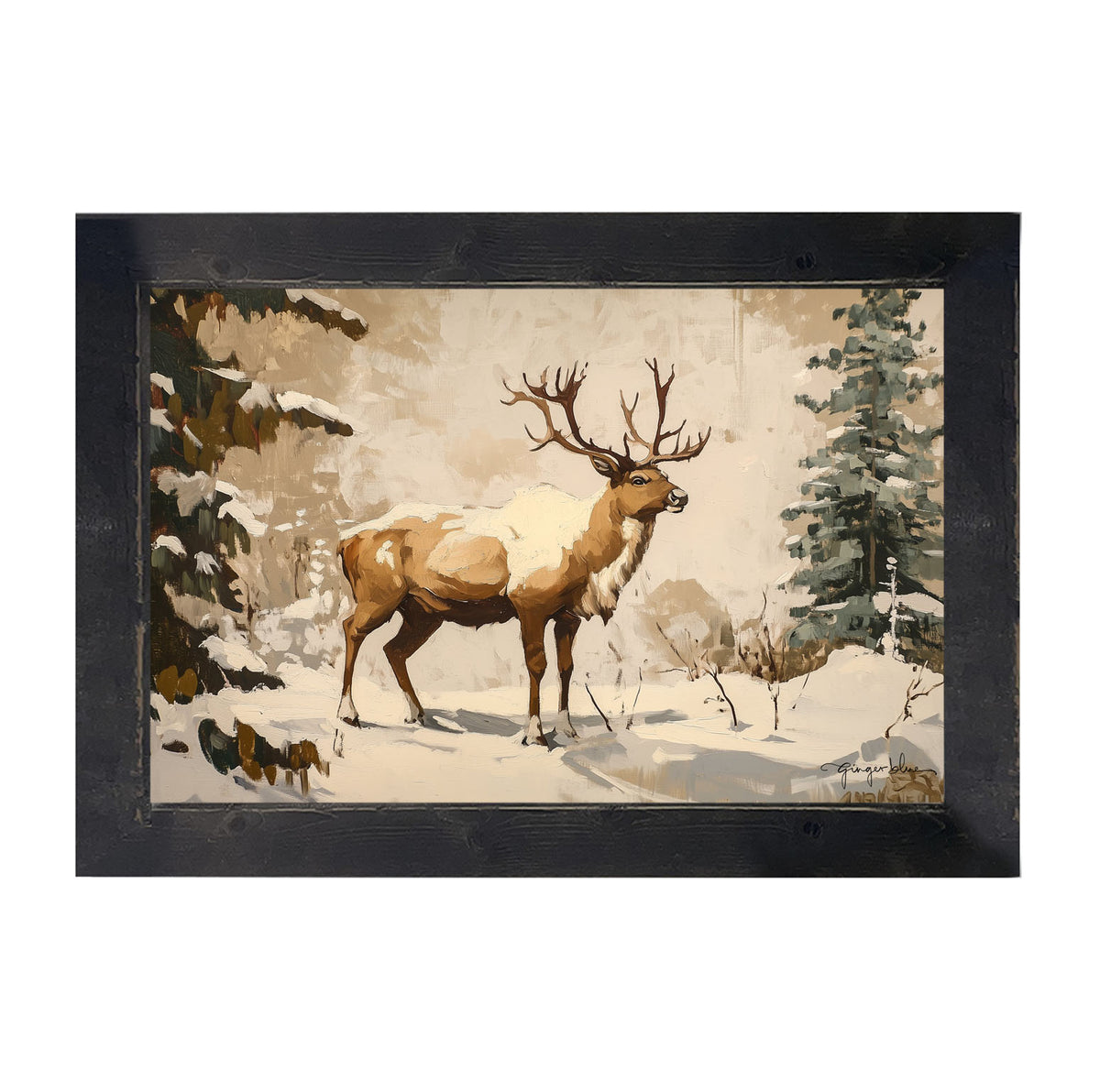 Adirondack Snowy Reindeer - Framed Art