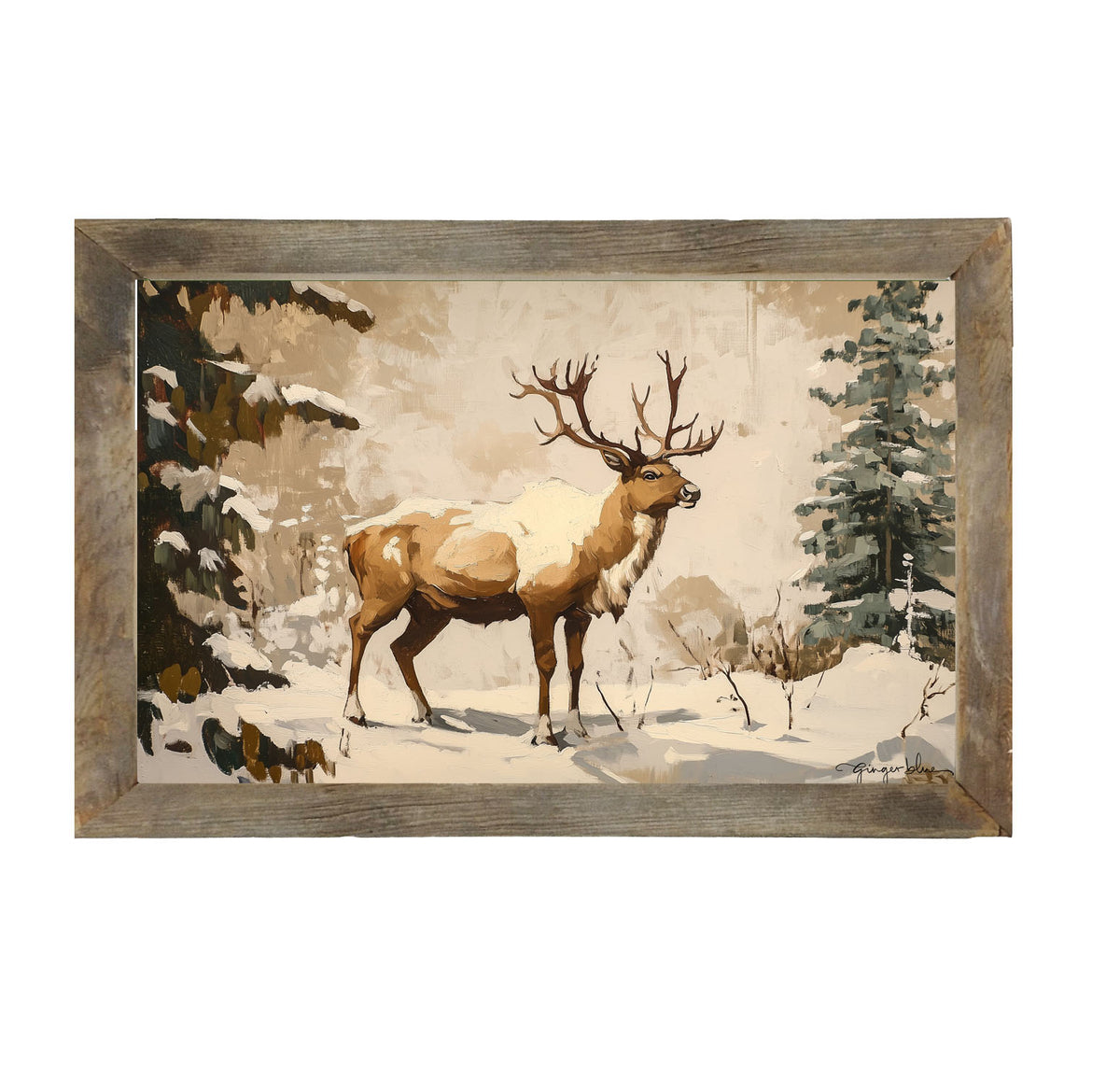 Adirondack Snowy Reindeer - Framed Art
