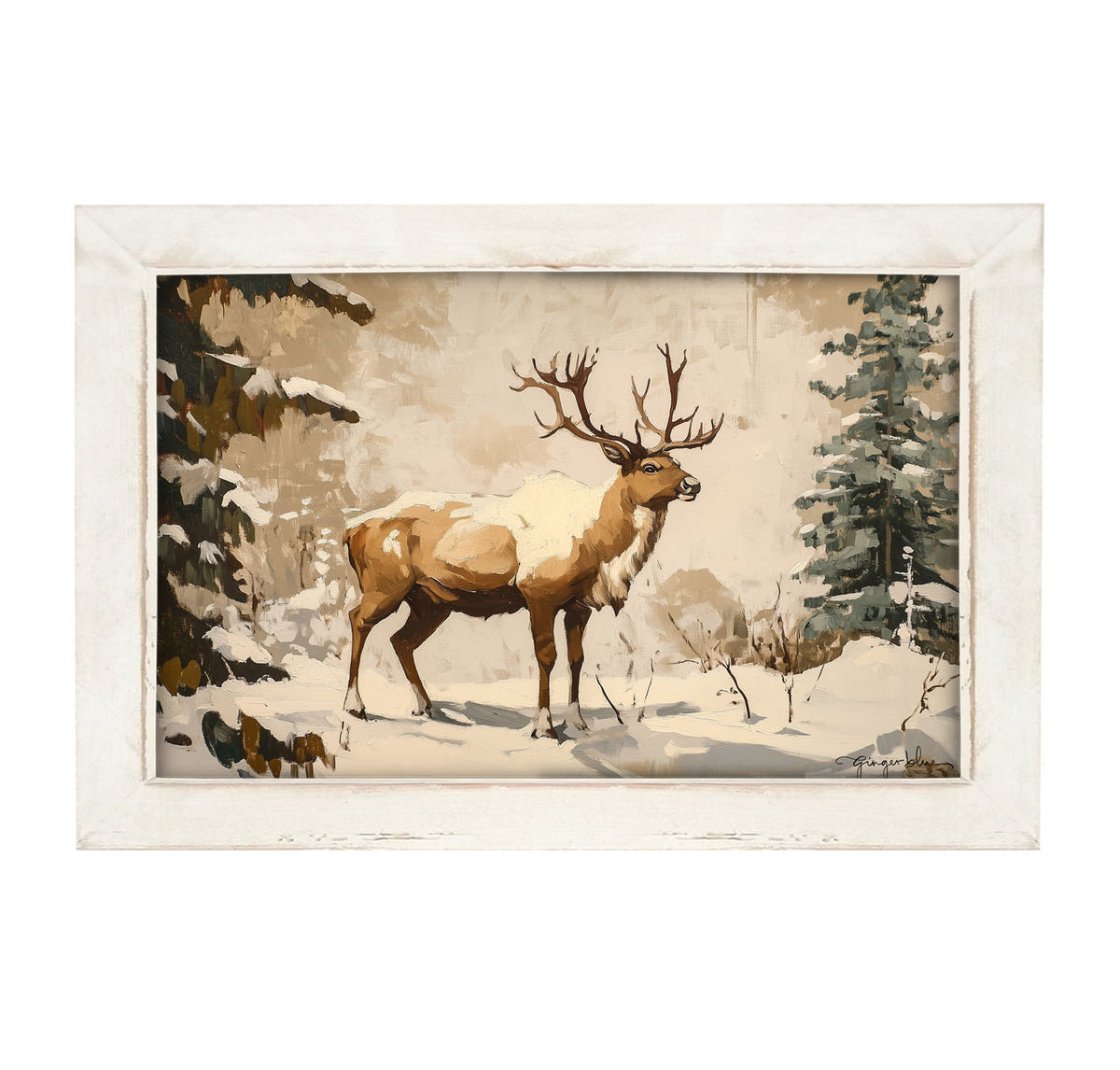 Adirondack Snowy Reindeer - Framed Art