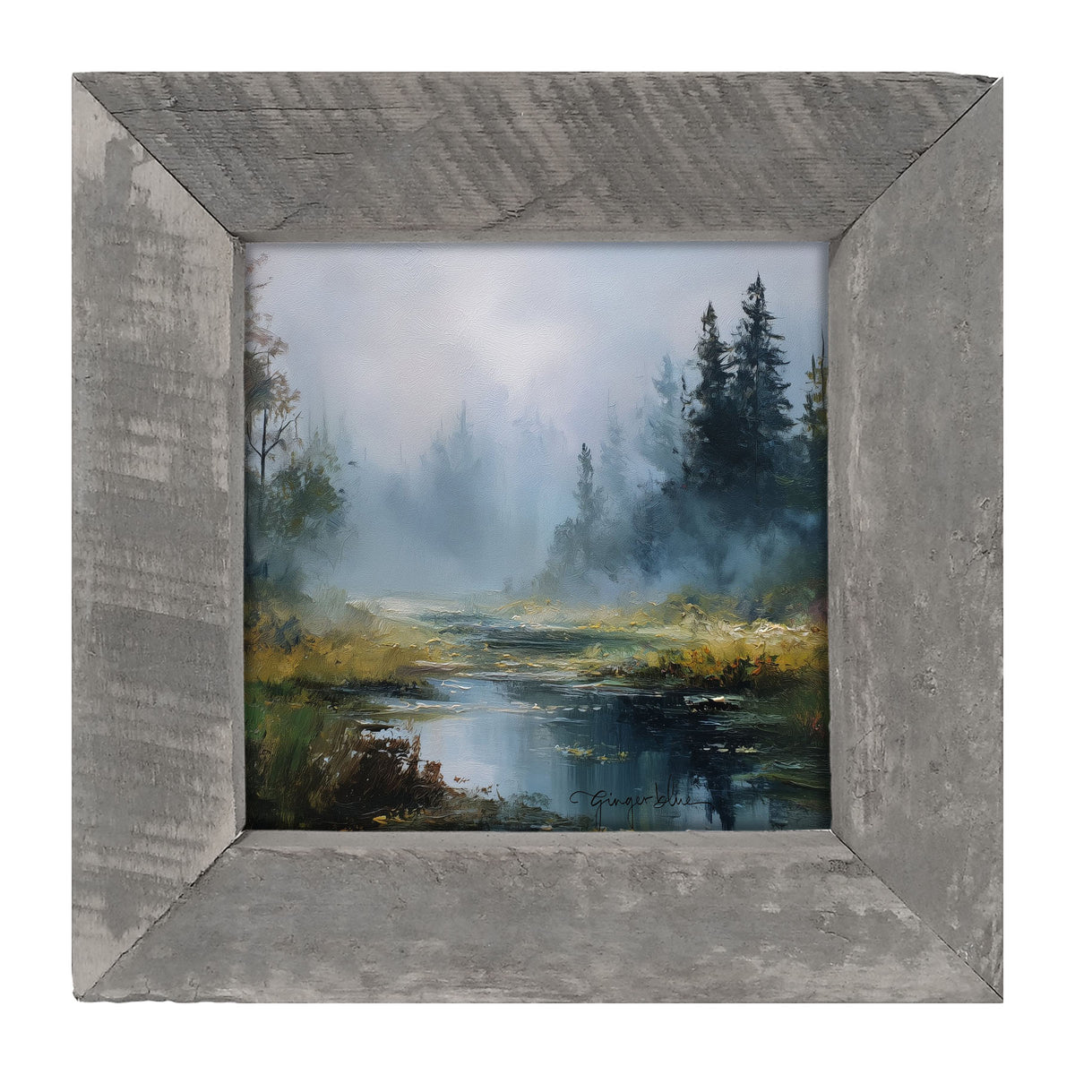 Foggy Forest Stream - Framed Art