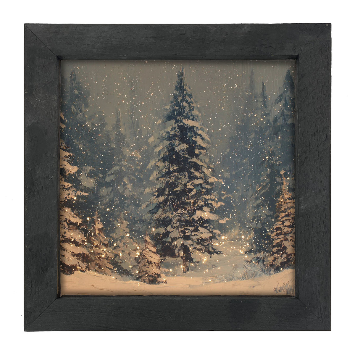 Snow Falling on Pines - Framed Art