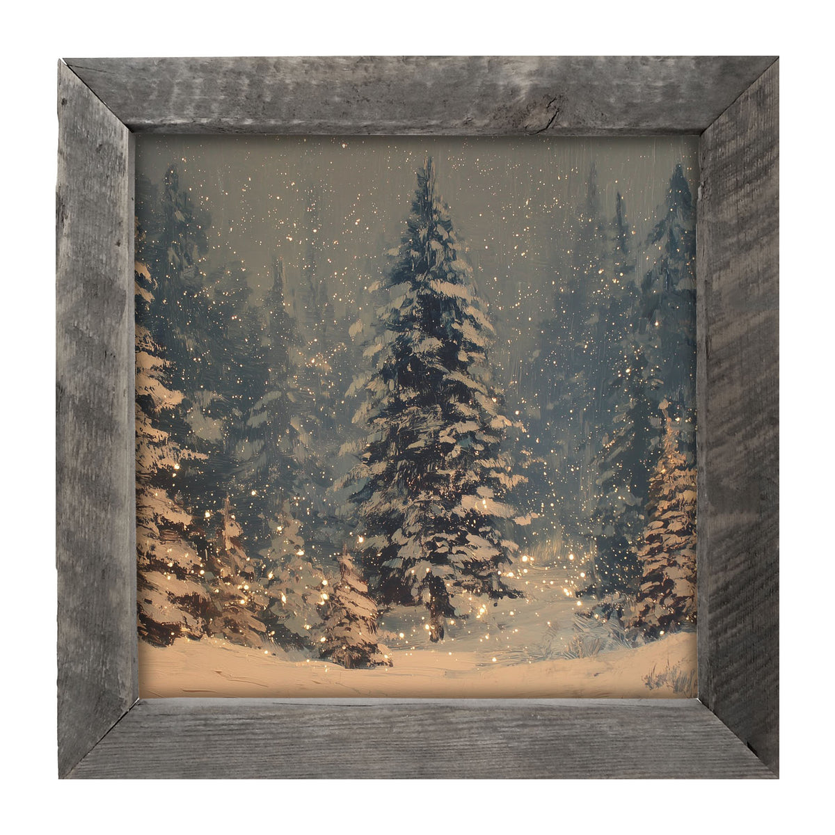 Snow Falling on Pines - Framed Art
