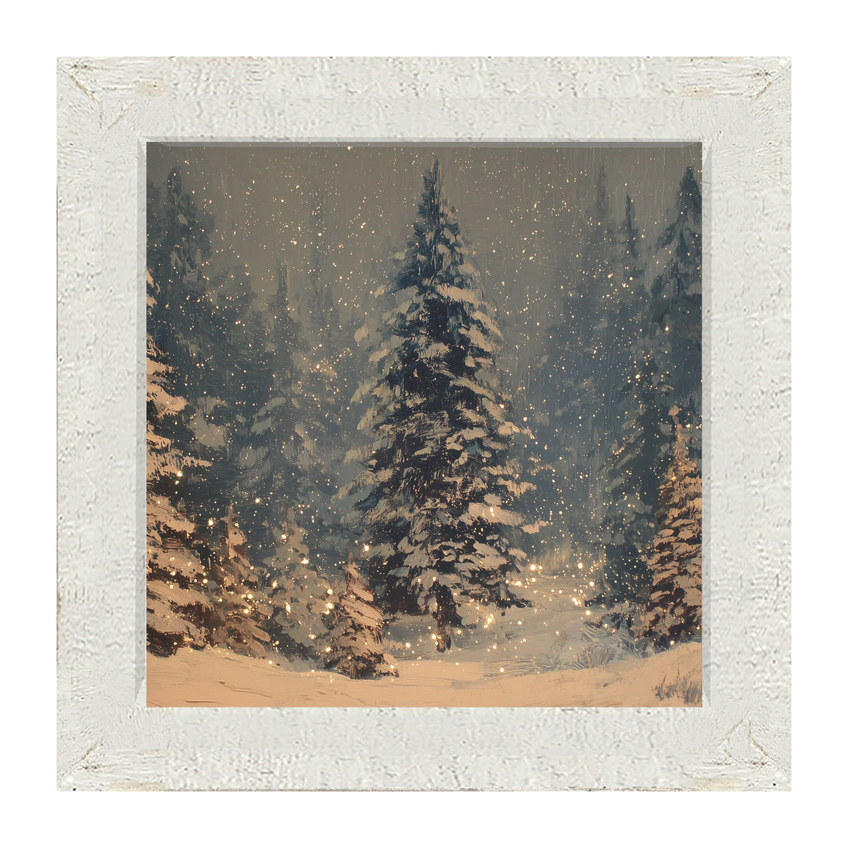 Snow Falling on Pines - Framed Art
