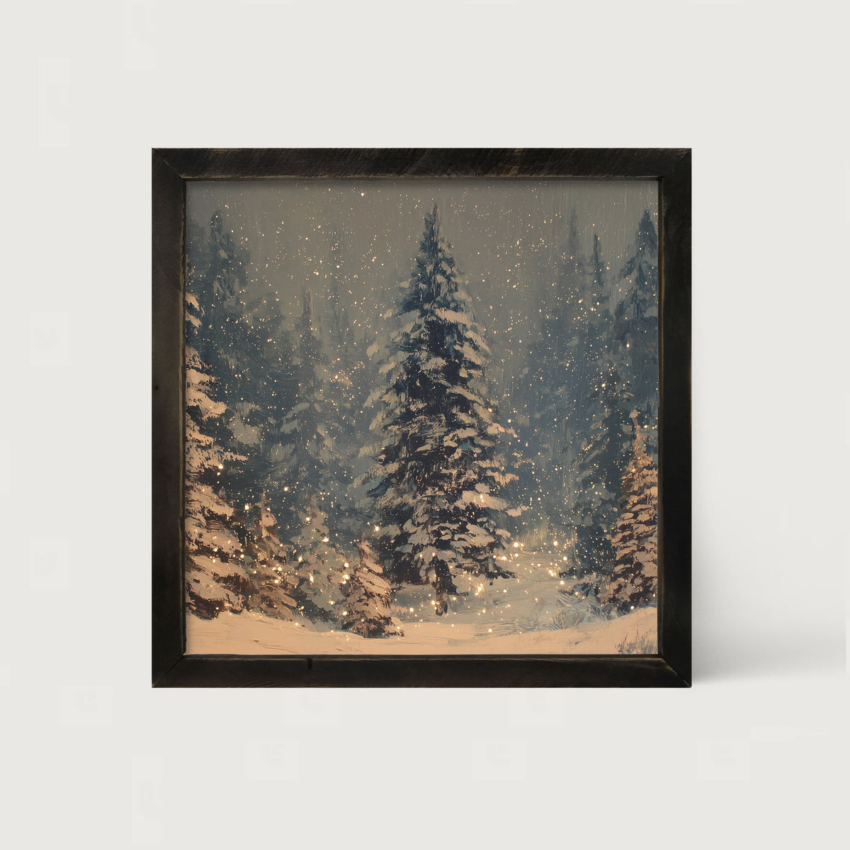Snow Falling on Pines