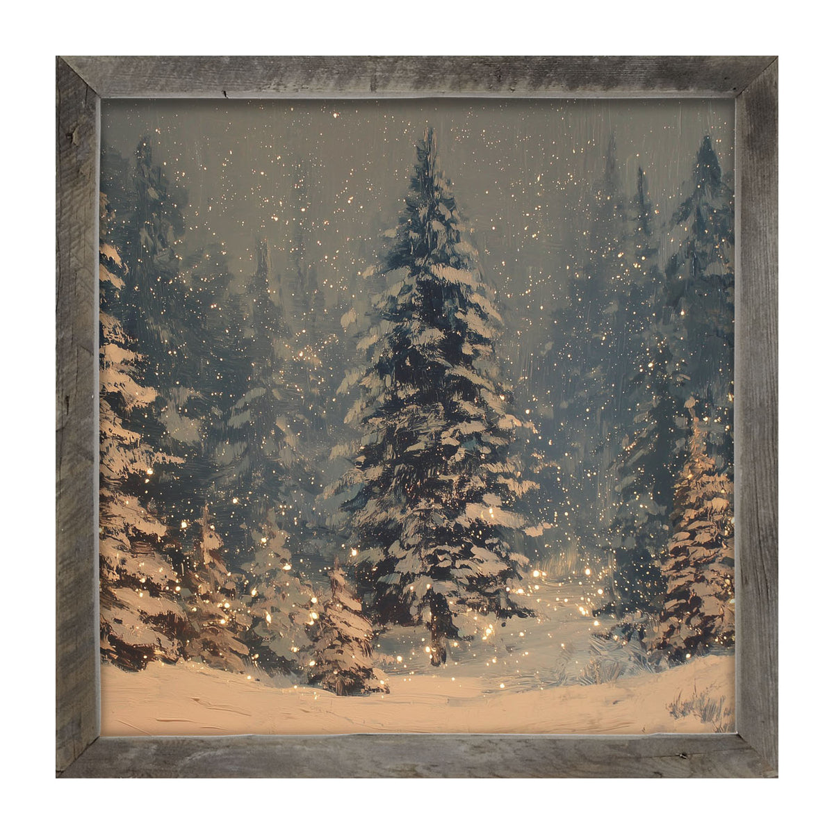 Snow Falling on Pines - Framed Art