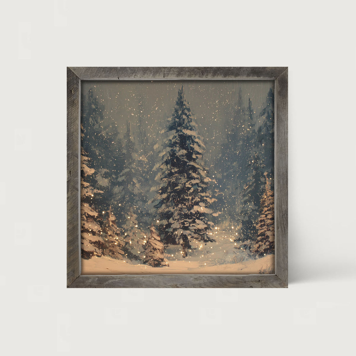 Snow Falling on Pines - Framed Art
