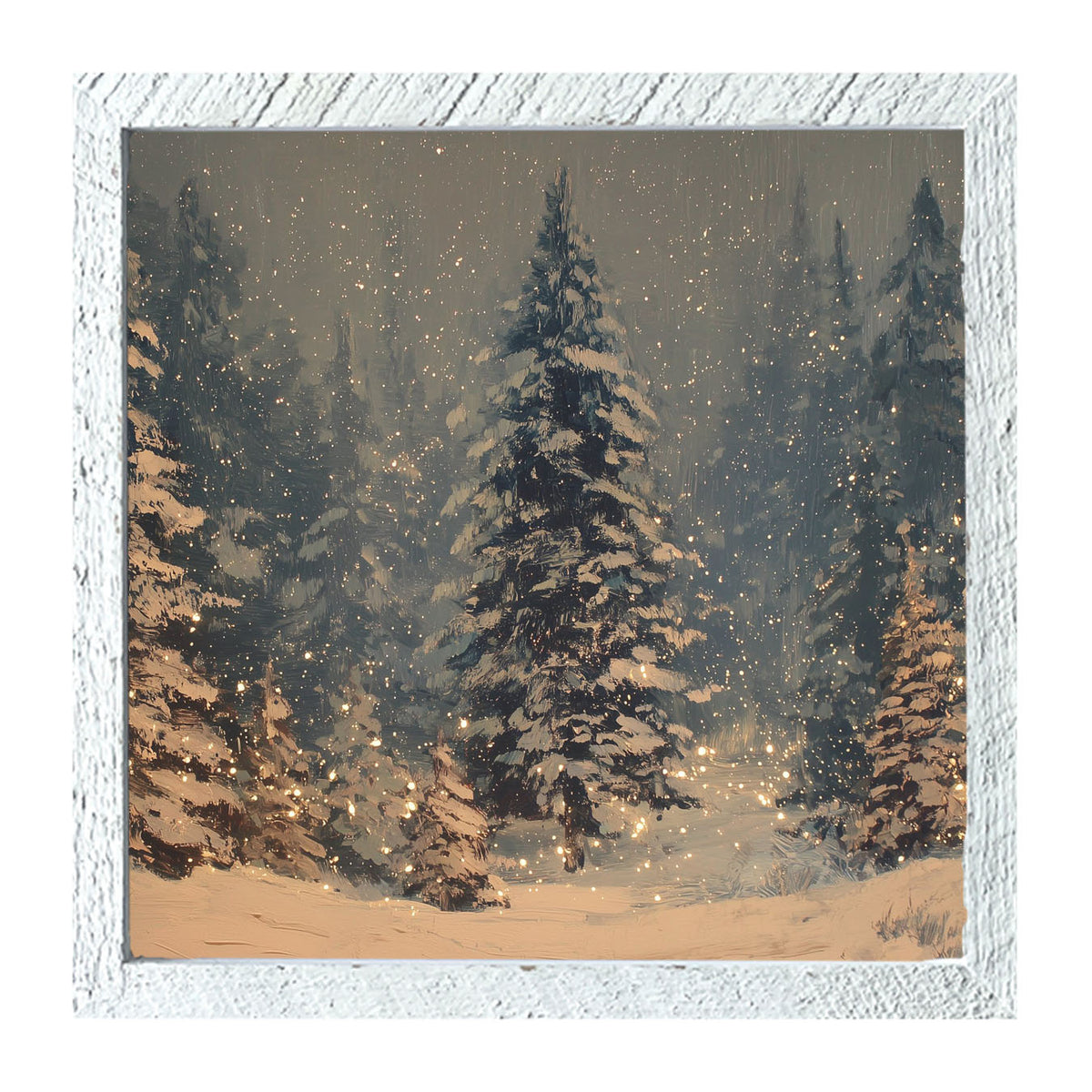Snow Falling on Pines - Framed Art