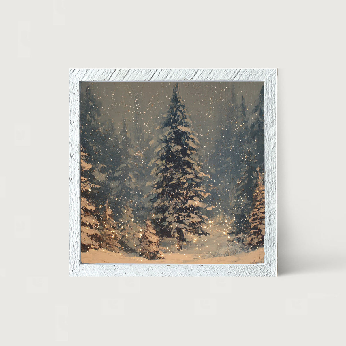 Snow Falling on Pines