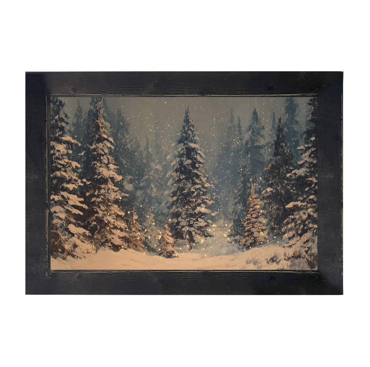 Snow Falling on Pines - Framed Art