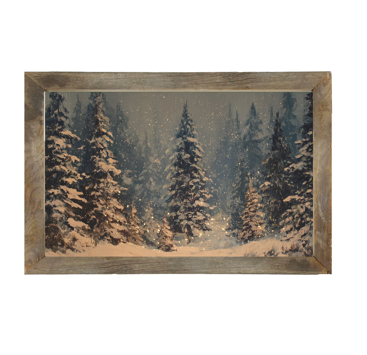 Snow Falling on Pines - Framed Art