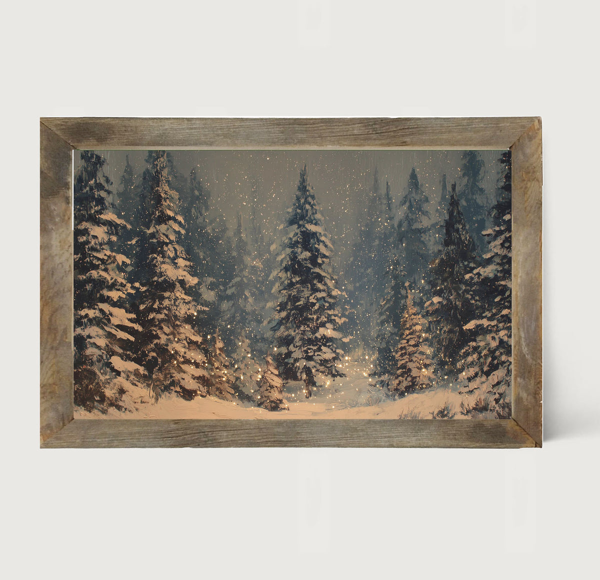 Snow Falling on Pines - Framed Art