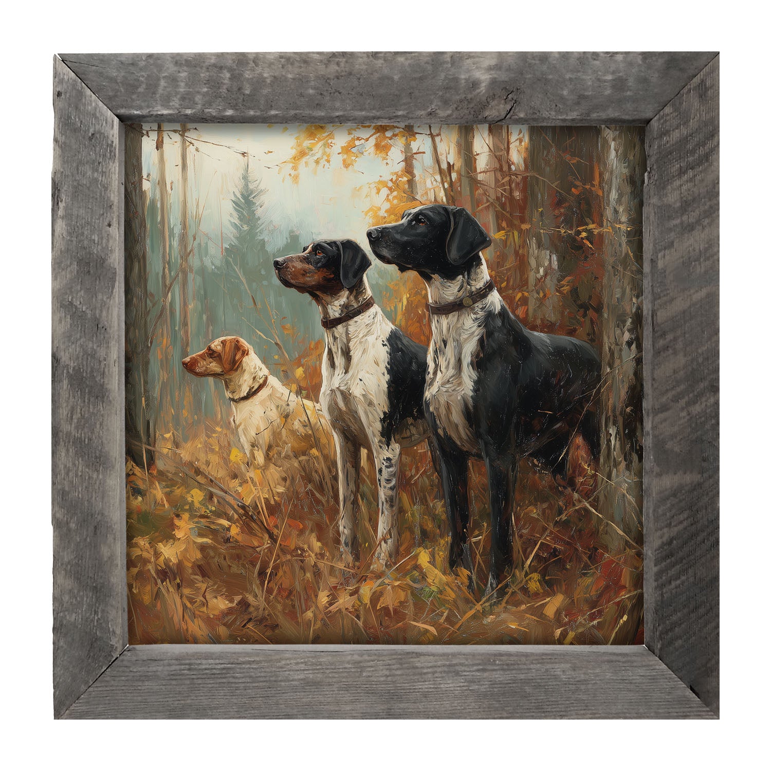 Hunting Season - Dogs in the Woods - Framed Art
