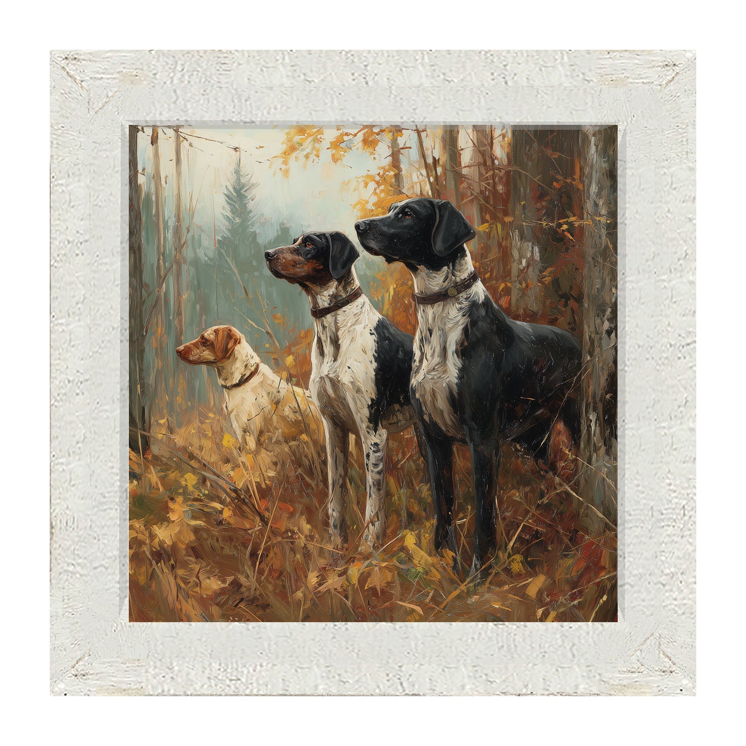 Hunting Season - Dogs in the Woods - Framed Art