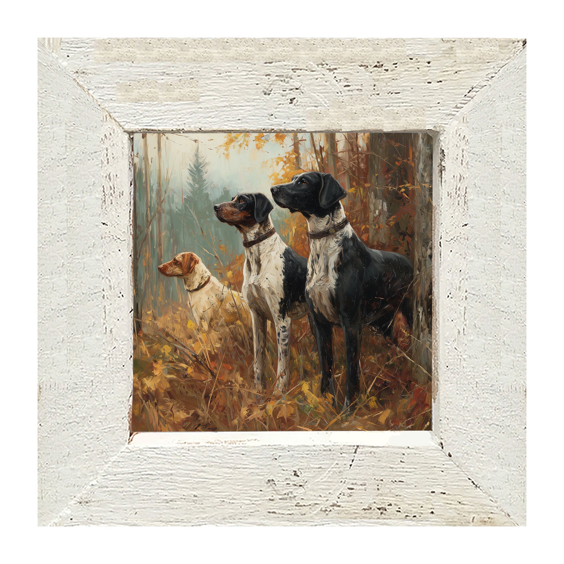 Hunting Season - Dogs in the Woods - Framed Art