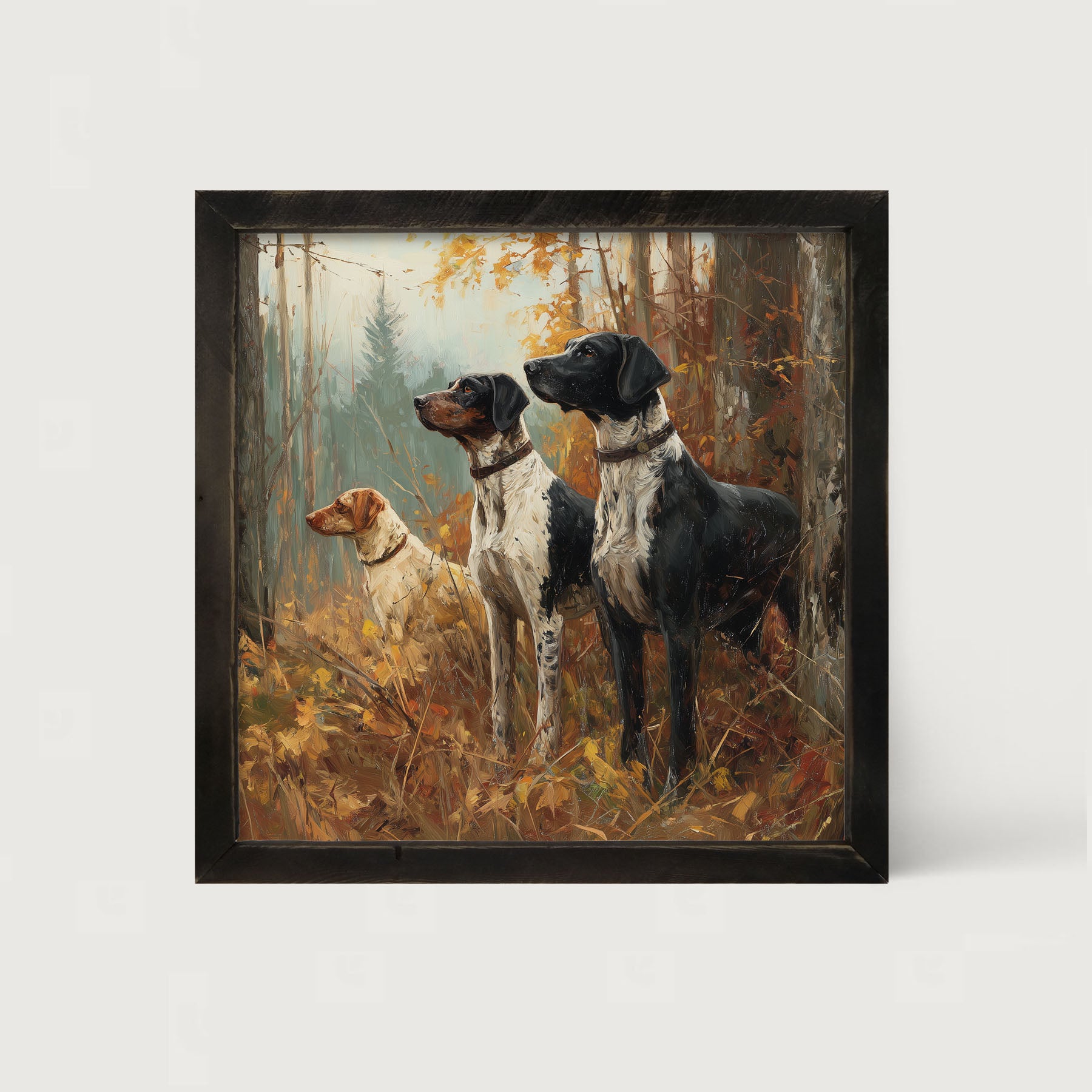 Hunting Season - Dogs in the Woods - Framed Art