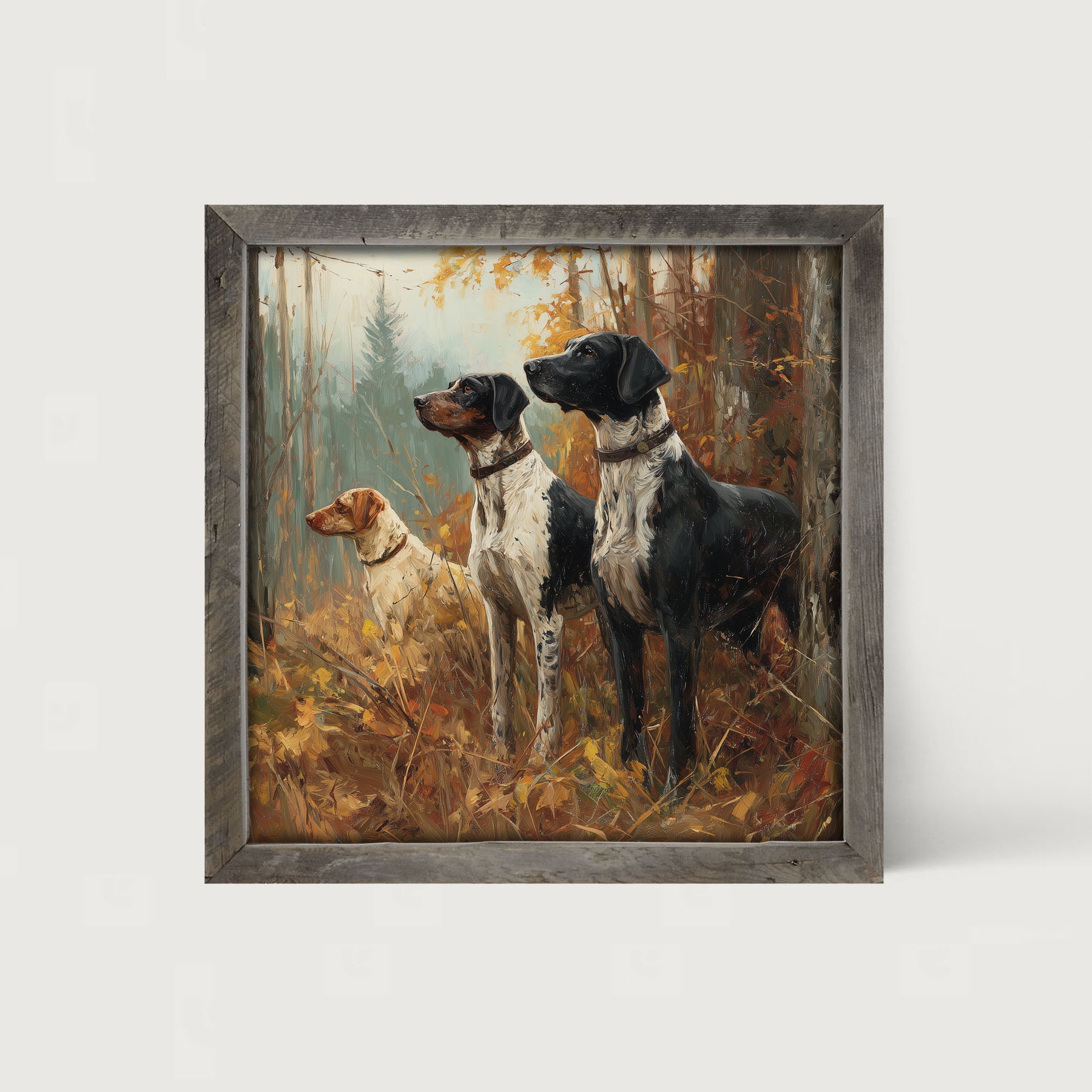 Hunting Season - Dogs in the Woods - Framed Art