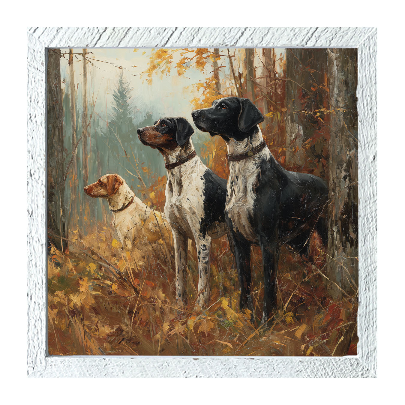 Hunting Season - Dogs in the Woods - Framed Art
