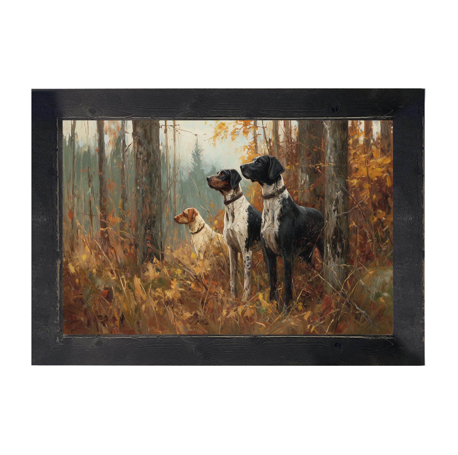 Hunting Season - Dogs in the Woods - Framed Art