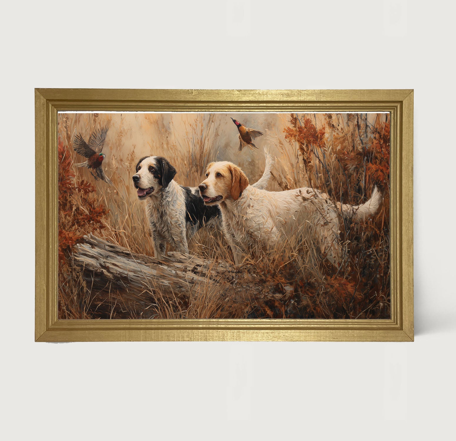 Hunting Season - Dogs near Log