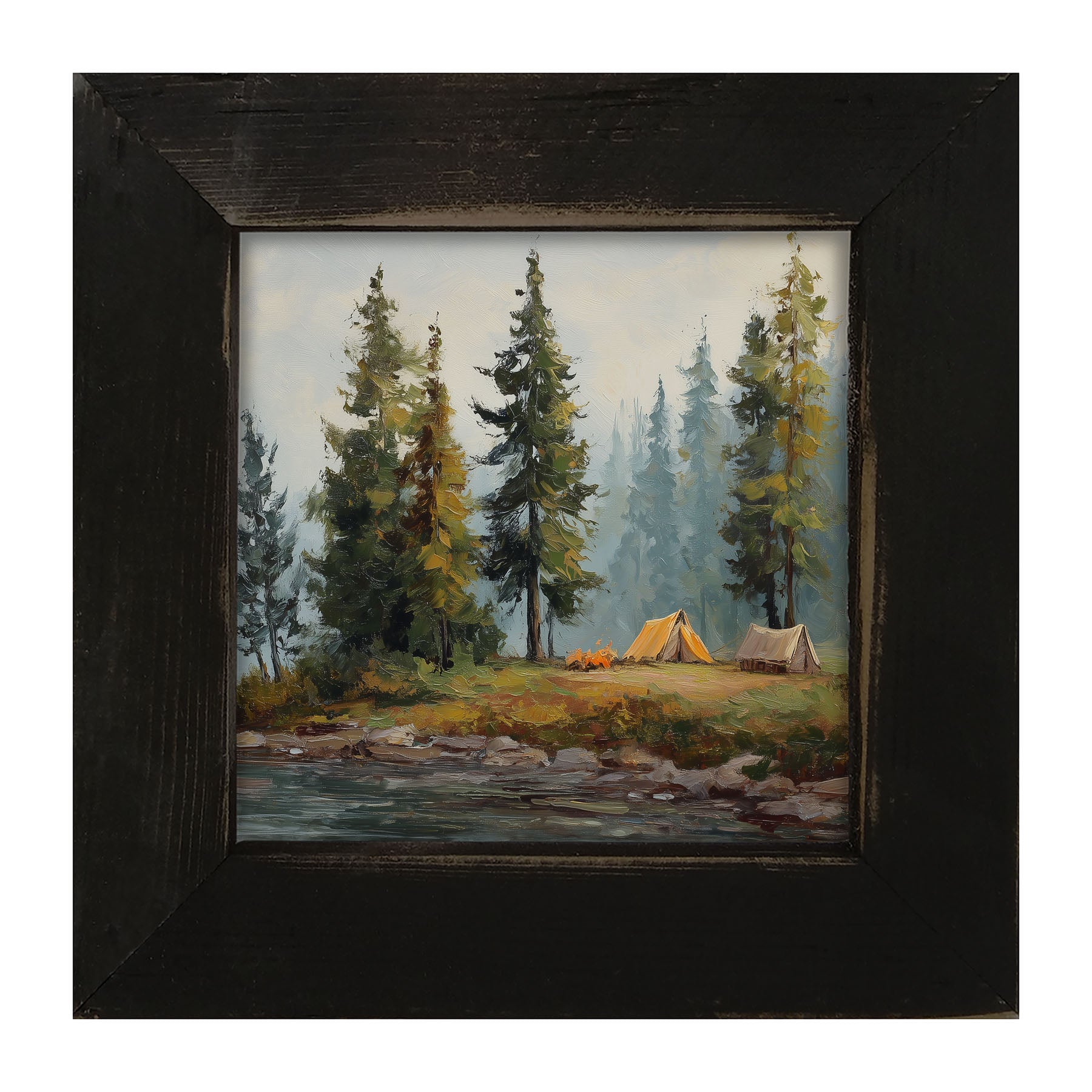 Hunting Season - Camping near the River - Framed Art