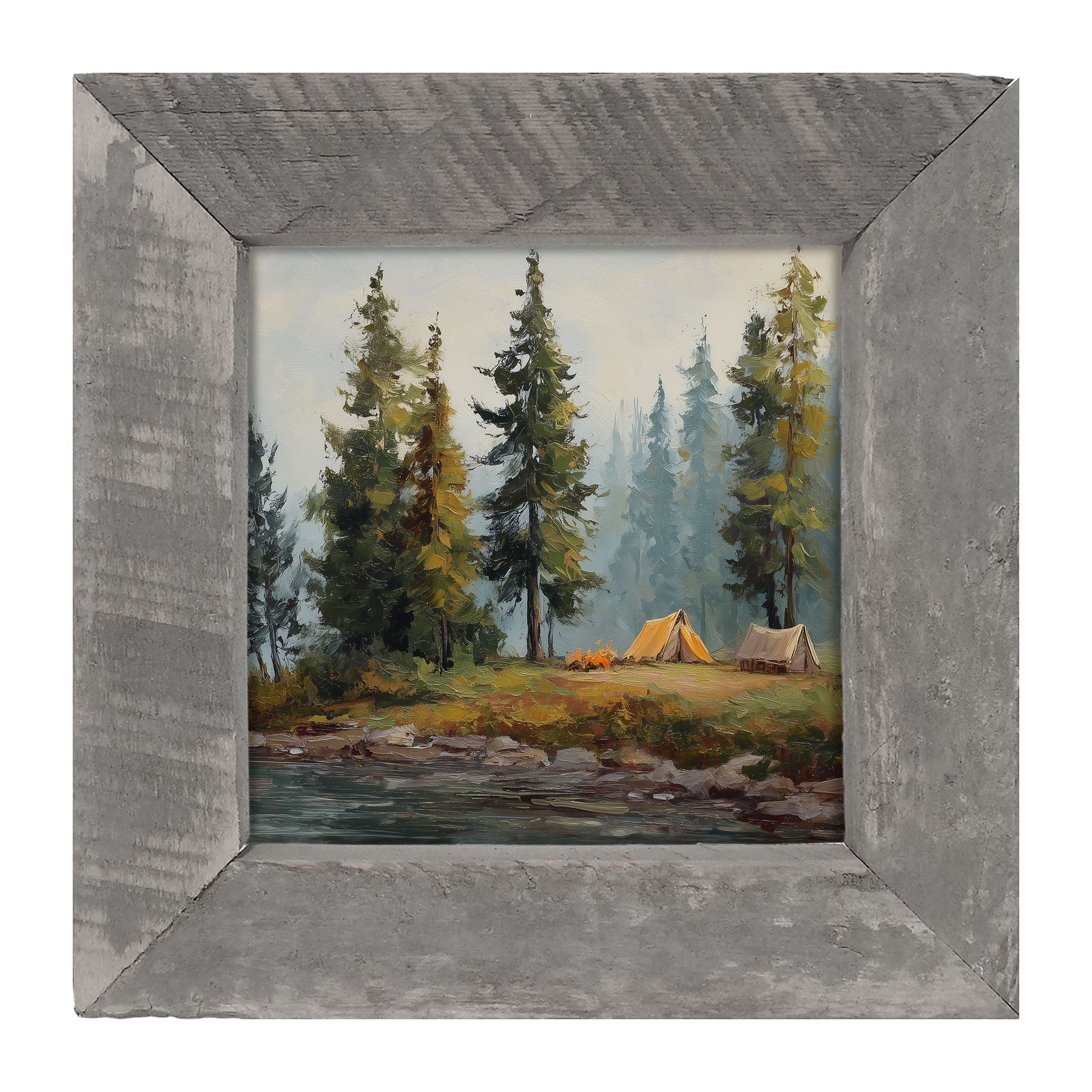 Hunting Season - Camping near the River - Framed Art
