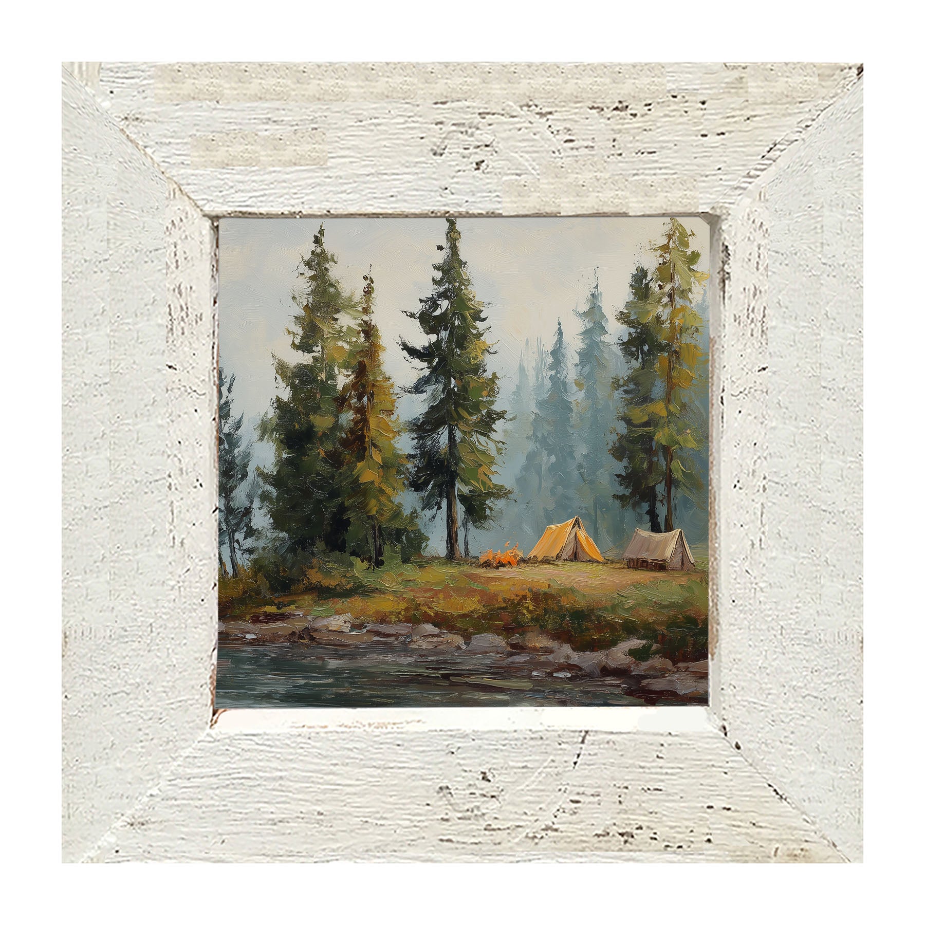 Hunting Season - Camping near the River - Framed Art