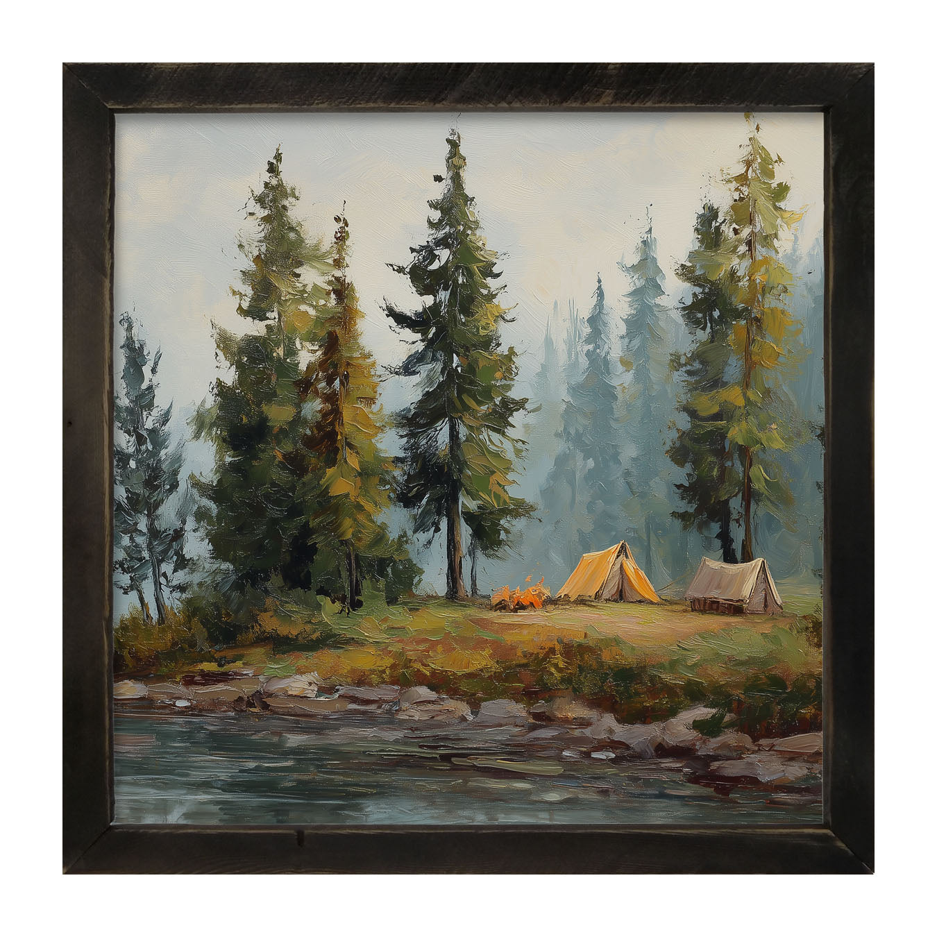Hunting Season - Camping near the River - Framed Art