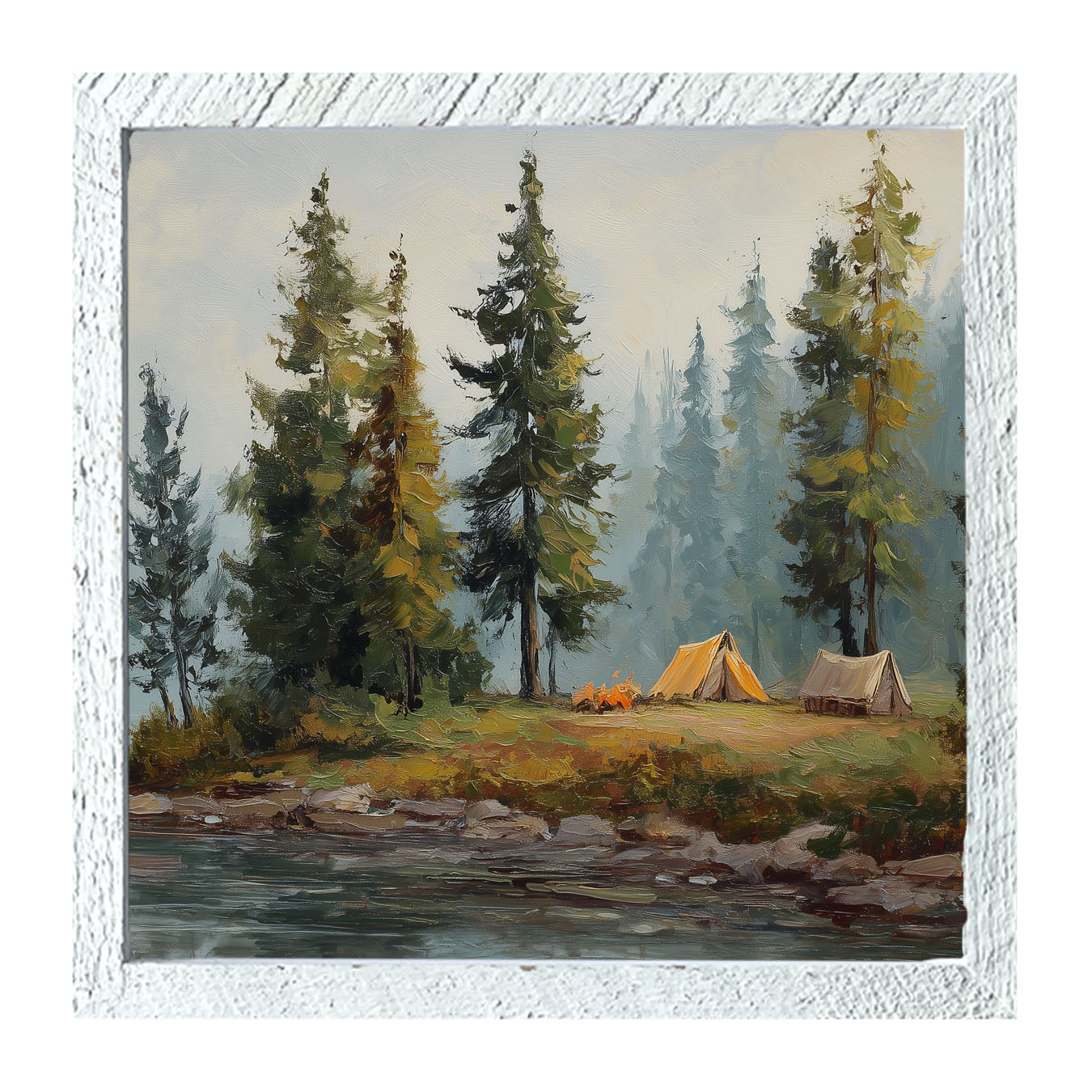 Hunting Season - Camping near the River - Framed Art