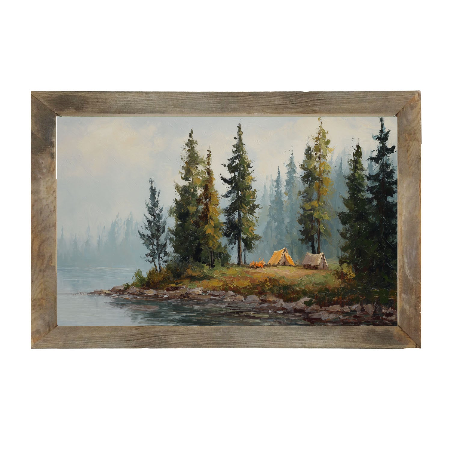 Hunting Season - Camping near the River - Framed Art