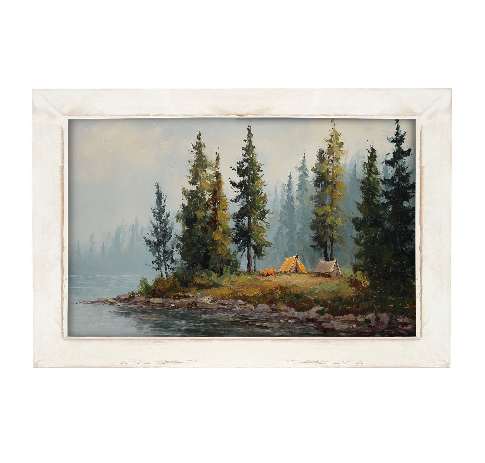 Hunting Season - Camping near the River - Framed Art