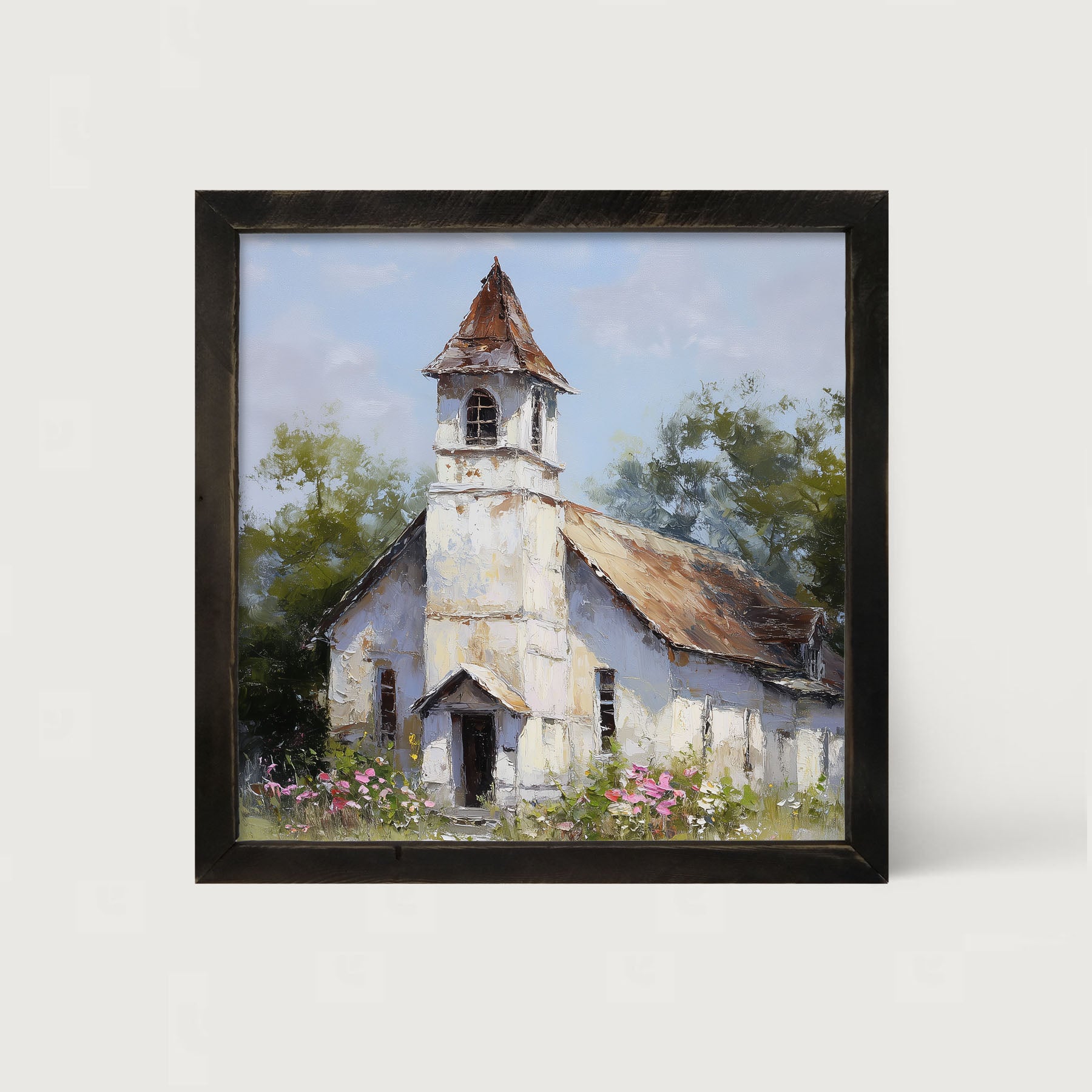 Country Church with Wildflowers