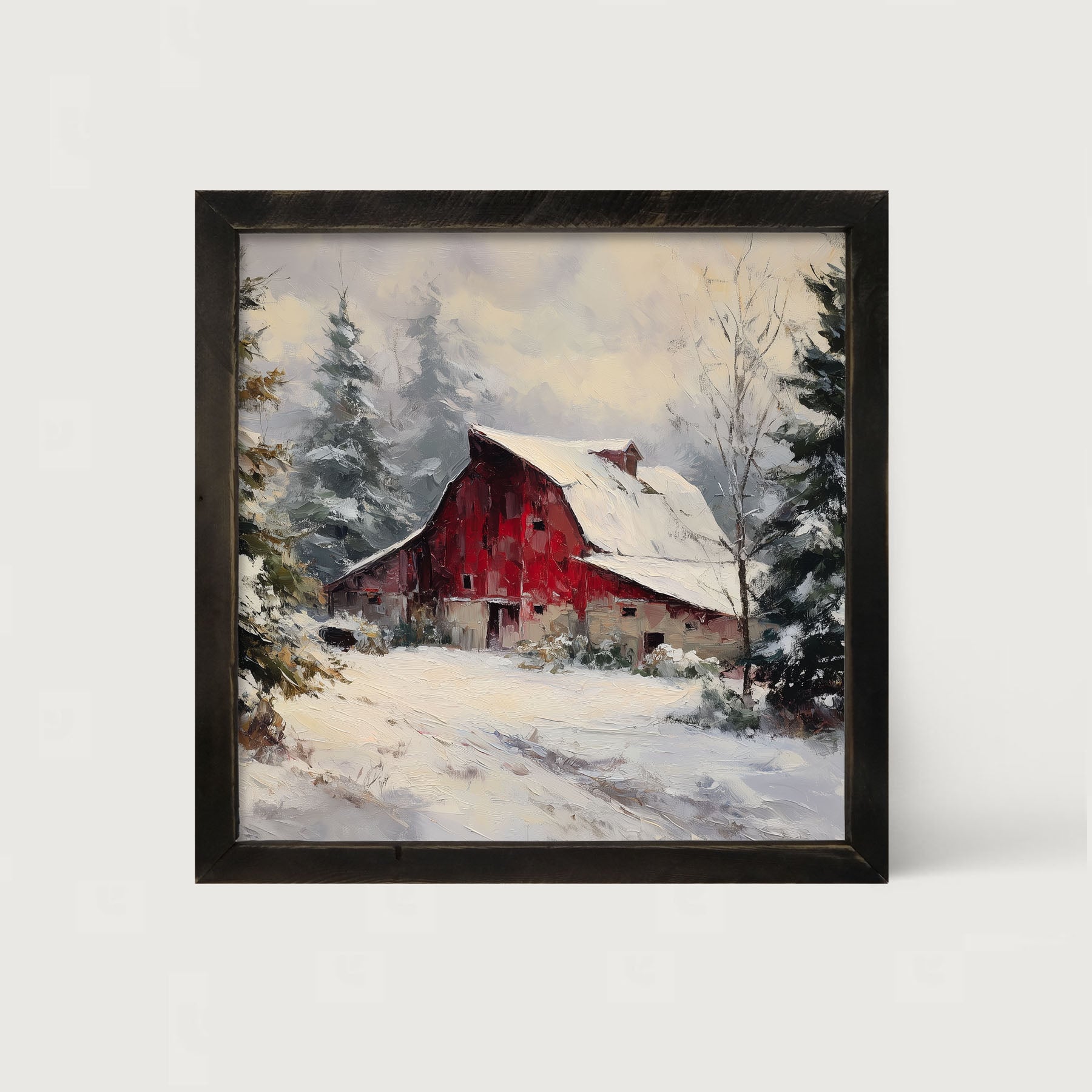 Red Country Barn in Winter
