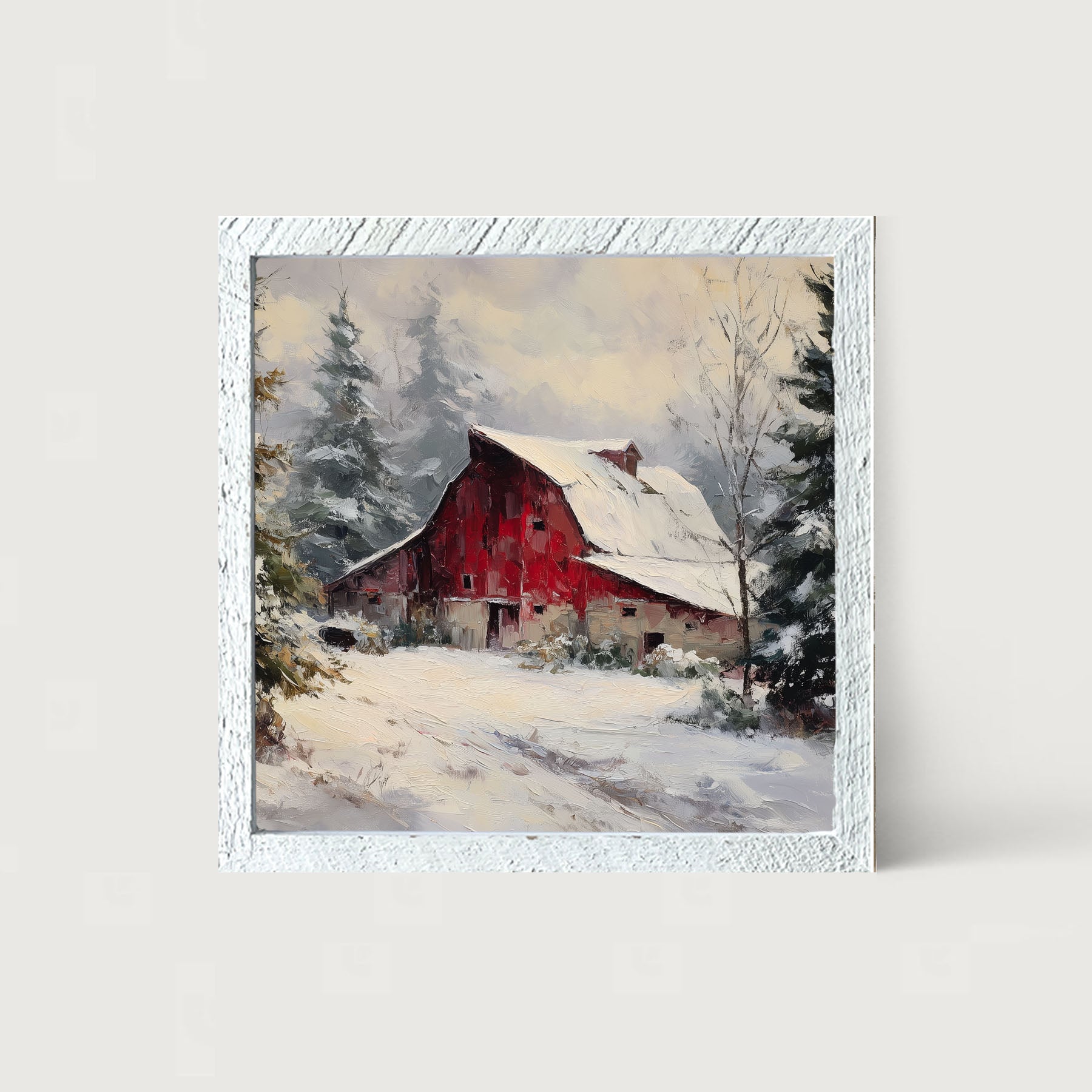 Red Country Barn in Winter